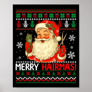 Glad Hairmas Jultröja Tomte Frisör Poster