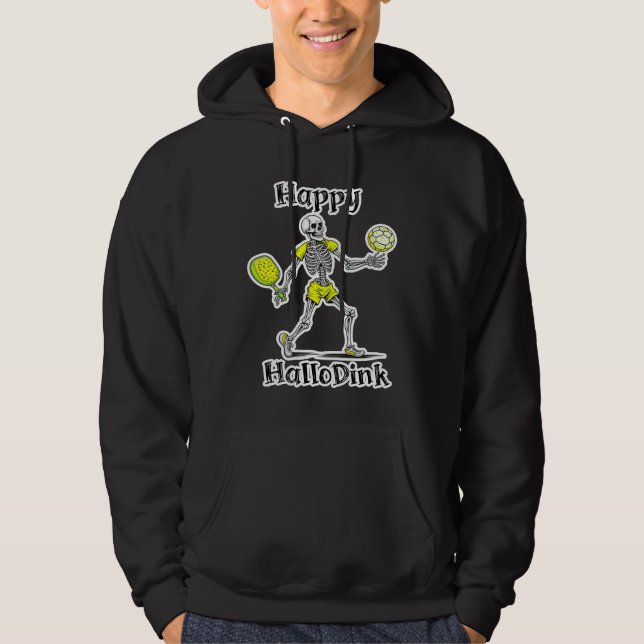 Glad Hallodink | Halloween och Pickleball Puns Hoodie (Framsida)