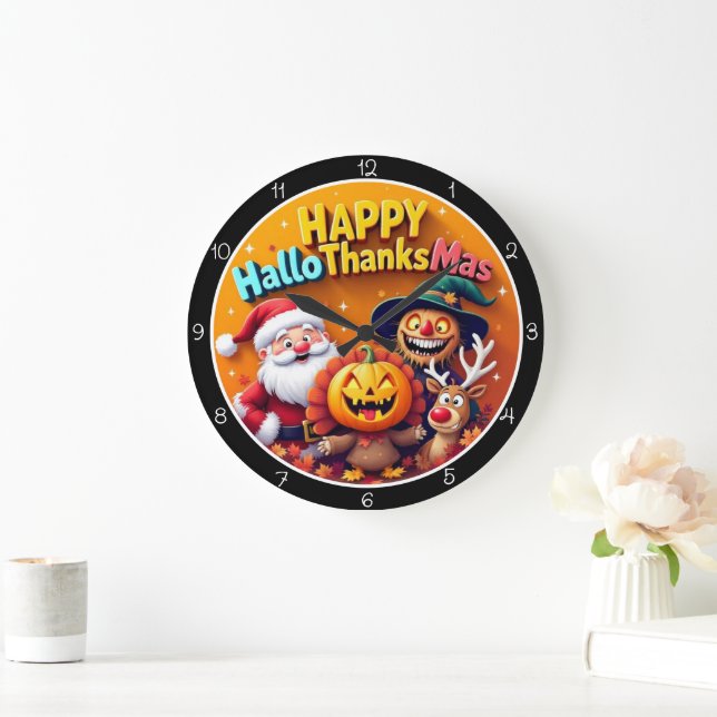 Glad HalloTackMas Festlig Högtidlig Firande Stor Klocka (Hem)