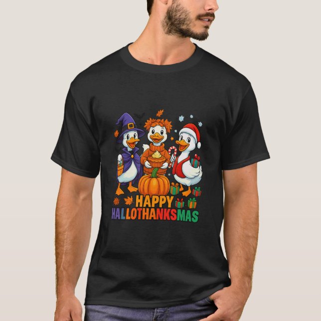 Glad Hallothanksmas Anka Halloween Thanksgiving C T Shirt (Framsida)