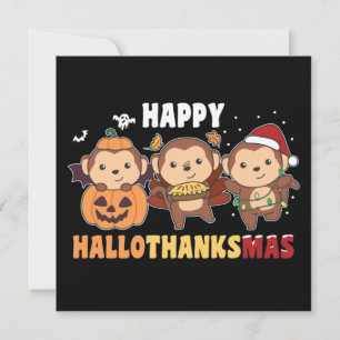 Glad Hallothanksmas Apekristmas Apor Invi Inbjudningar
