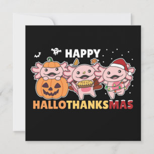 Glad Hallothanksmas Axolotl Jul Axolotler I Inbjudningar