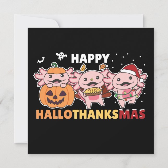Glad Hallothanksmas Axolotl Jul Axolotler Inomhus Inbjudningar (Framsida)