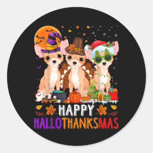 Glad Hallothanksmas Chihuahua Hund Halloween Runt Klistermärke