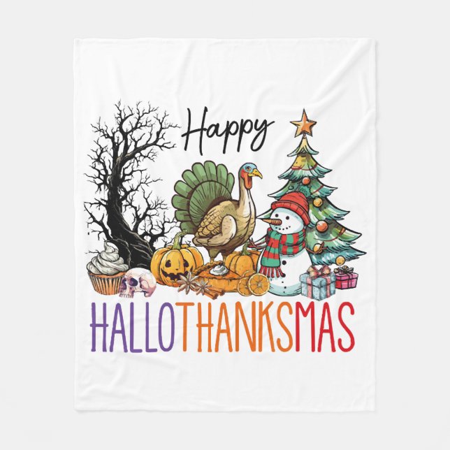 Glad Hallothanksmas Clipart Fleecefilt (Framsidan)
