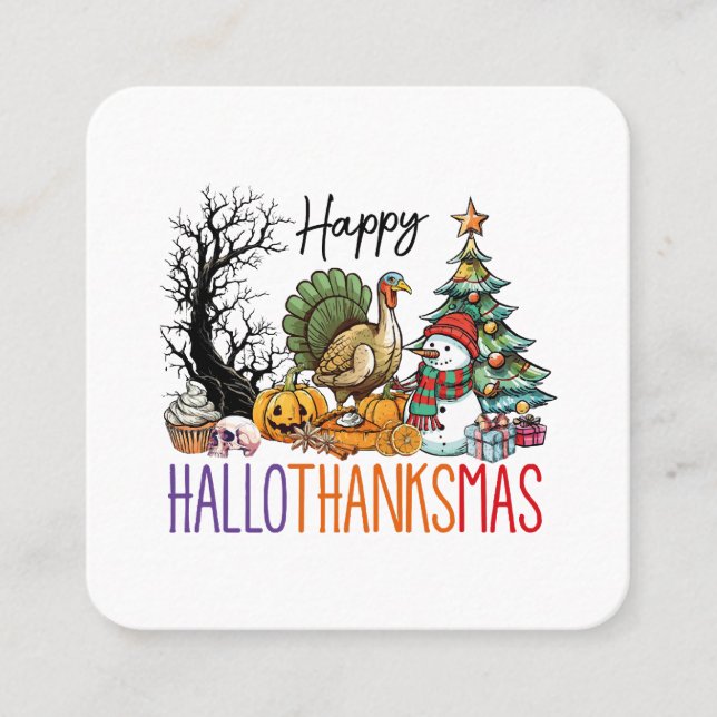 Glad Hallothanksmas Clipart Fyrkantigt Visitkort (Framsida)