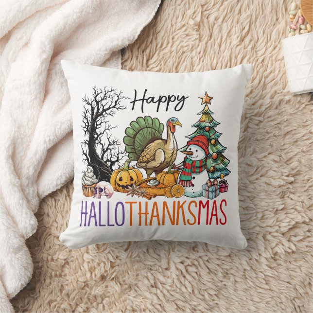 Glad Hallothanksmas Clipart Kudde (Filt)
