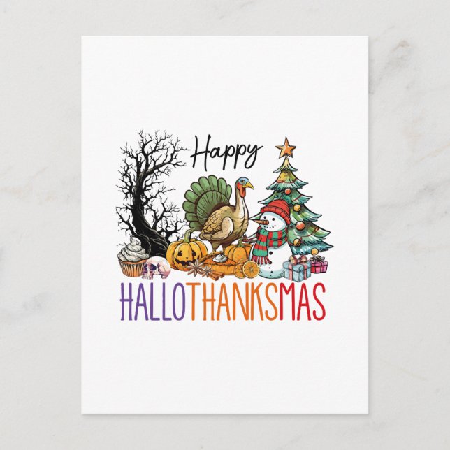 Glad Hallothanksmas Clipart Vykort (Framsida)