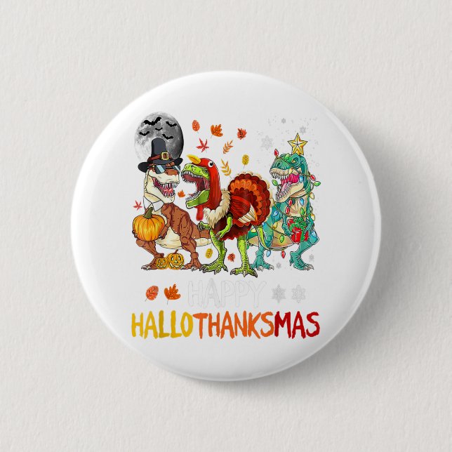 Glad Hallothanksmas Dinosaur T-Rex Halloween Jul Knapp (Framsida)