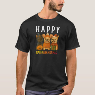 Glad Hallothanksmas Frenchie Söt Fransk Bulldog T Shirt