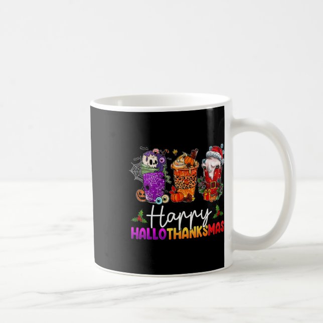 Glad Hallothanksmas Halloween Kaffelatte Tack Kaffemugg (Höger)