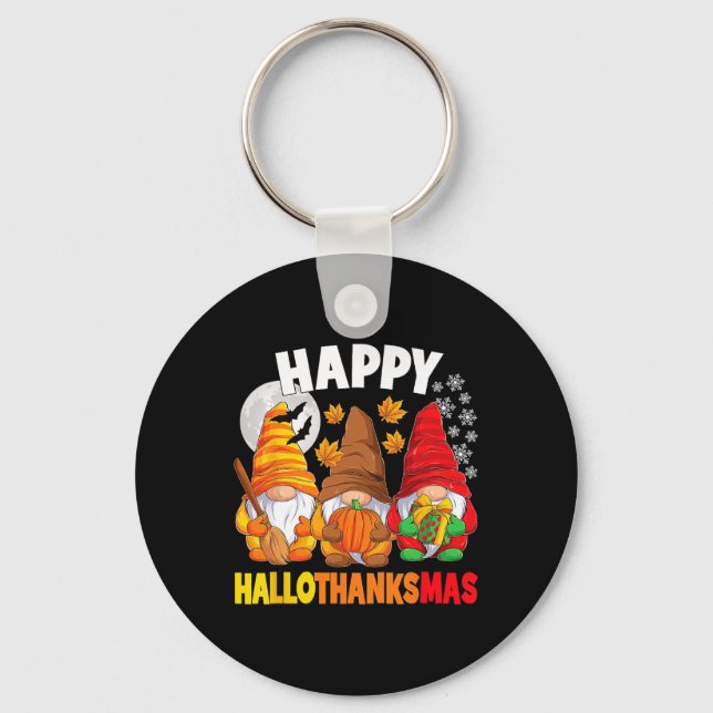 Glad Hallothanksmas Halloween Tackgivelse Jul Nyckelring (Framsida)