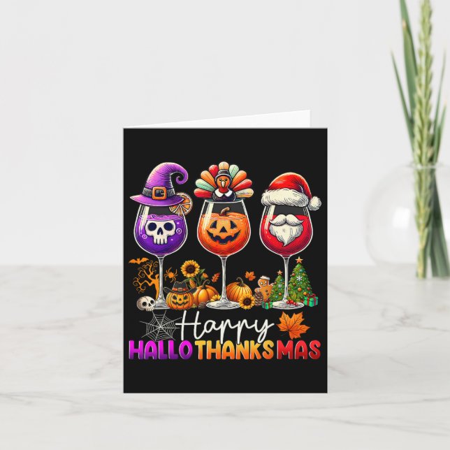 Glad Hallothanksmas Halloween Thanksgiving Kristus Kort (Framsida)
