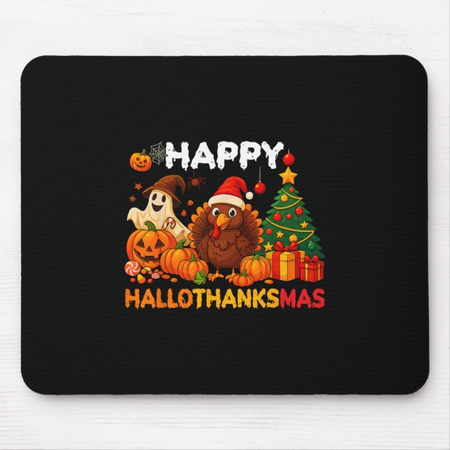 Glad Hallothanksmas Halloween Thanksmas Högtid S Musmatta (Framsidan)