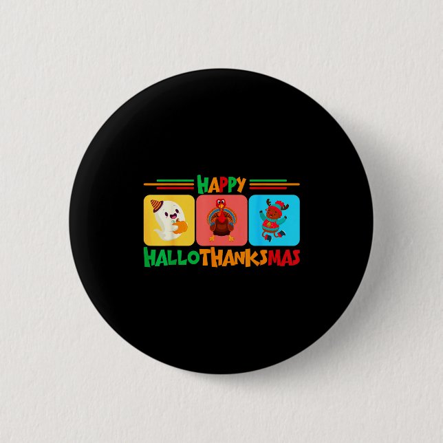 Glad Hallothanksmas jul och tackgivelse  Knapp (Framsida)