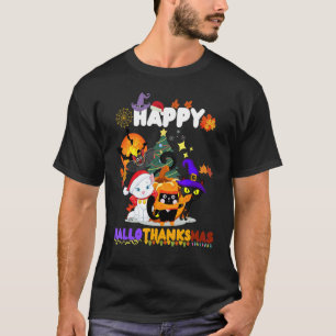 Glad Hallothanksmas Katter Häxa Tomte Hatt Pumpa T Shirt