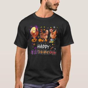 Glad Hallothanksmas Kyckling Häxa Tomte Hatt Pumpk T Shirt