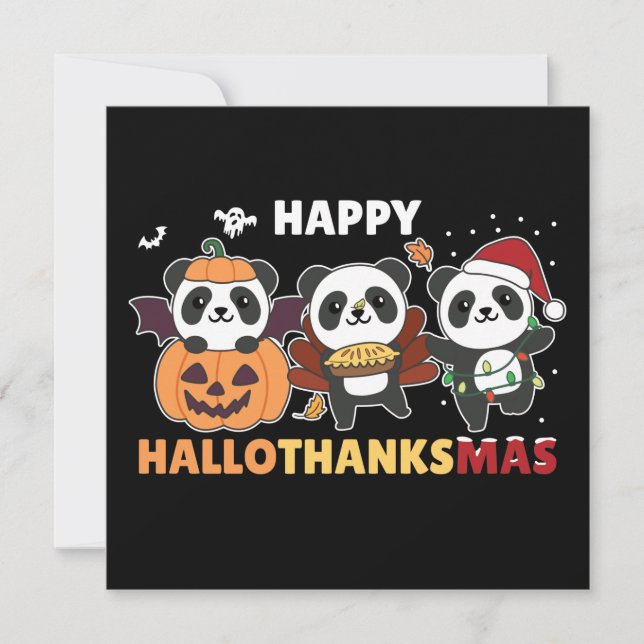 Glad Hallothanksmas Pandas jul pandajubileumsinbju Inbjudningar (Framsida)