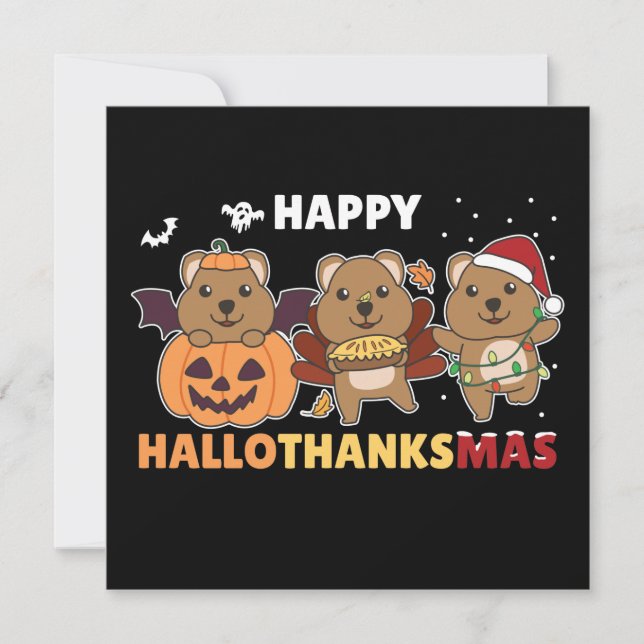 Glad Hallothanksmas Quokkas Jul Quokka Invi Inbjudningar (Framsida)