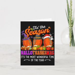 Glad Hallothanksmas Rolig Halloween Thanksgiving Kort