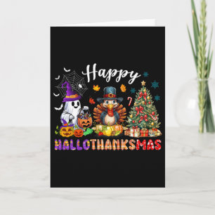 Glad Hallothanksmas Rolig Halloween Thanksgiving Kort