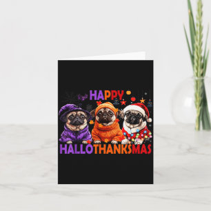 Glad Hallothanksmas Rolig Mops Halloween Tackgivni Kort
