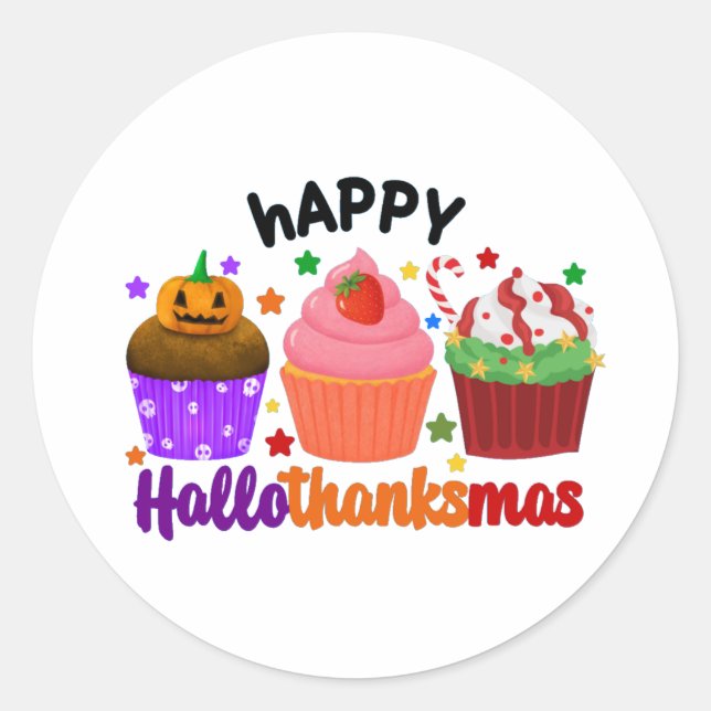 glad hallothanksmas runt klistermärke (Framsida)