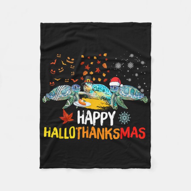 Glad Hallothanksmas Santa Sköldpadda Halloween Tac Fleecefilt (Framsidan)