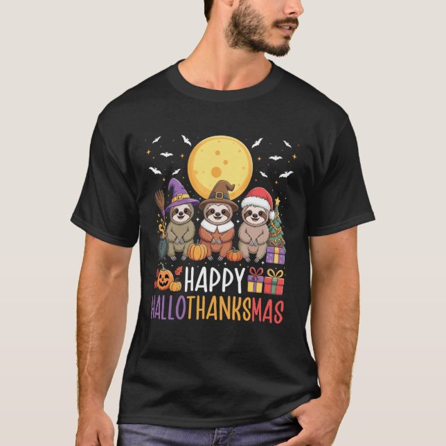 Glad Hallothanksmas Seng Halloween Jul Tha T Shirt (Framsida)