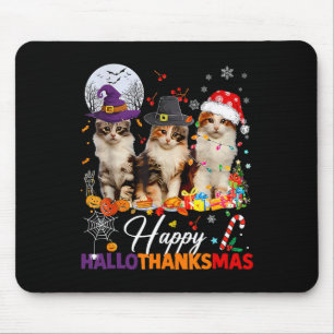 Glad Hallothanksmas Söta Katter Halloween Tackgive Musmatta