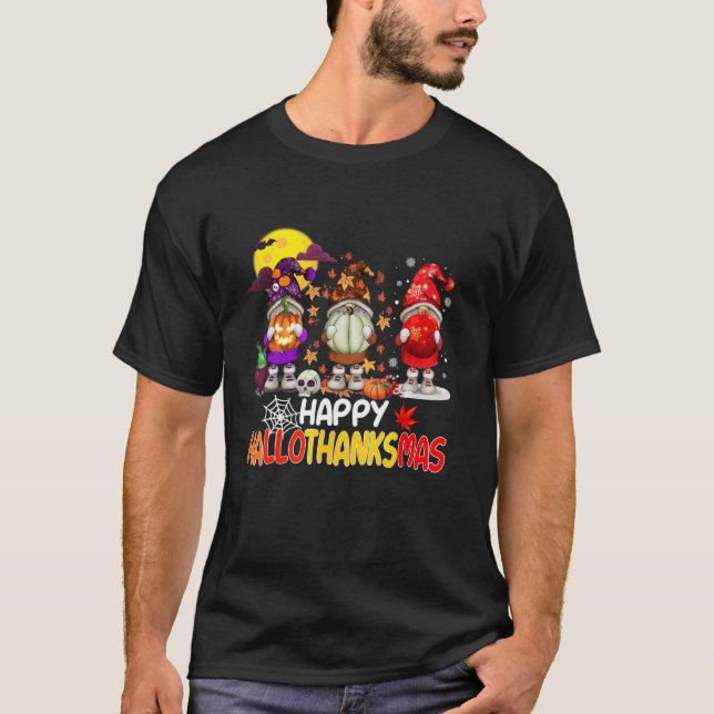 Glad Hallothanksmas Söta Tomtar Höst Halloween Kvi T Shirt (Framsida)