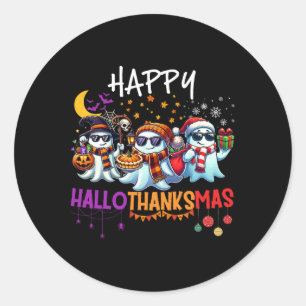 Glad Hallothanksmas Spöke Halloween Thanksgiving Runt Klistermärke