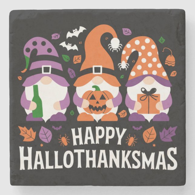 Glad Hallothanksmas Tomte Älskare God Jul Stenunderlägg (Framsidan)