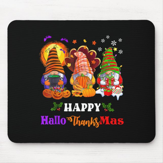 Glad Hallothanksmas Tre Gnomar Halloween God Jul  Musmatta (Framsidan)