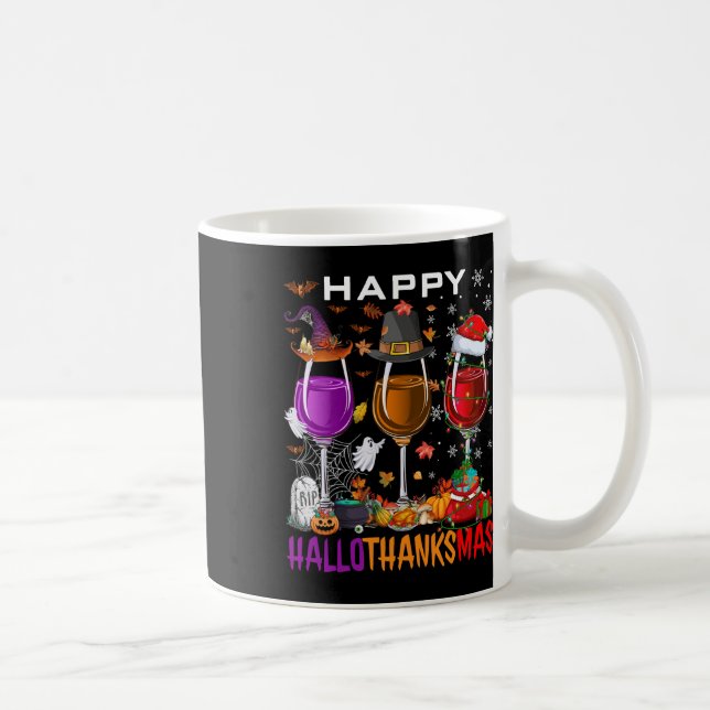 Glad Hallothanksmas Vin Halloween Tackgivelsedag J Kaffemugg (Höger)