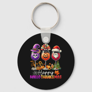 Glad Hallothanksmas Vin Halloween Thanksgiving C Nyckelring