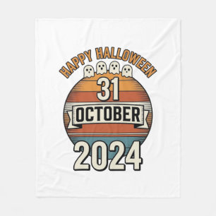 Glad Halloween 31 Oktober Vintage Spökdesign_1 Fleecefilt