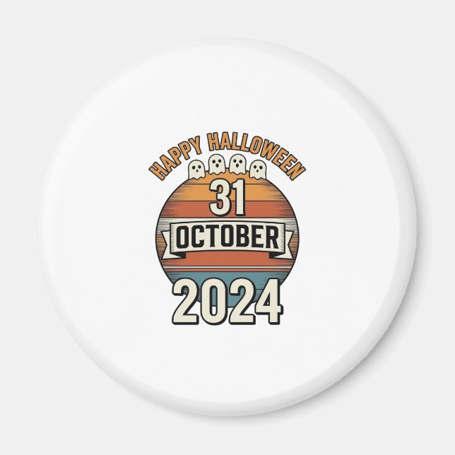 Glad Halloween 31 Oktober Vintage Spökdesign_1 Magnet (Framsidan)
