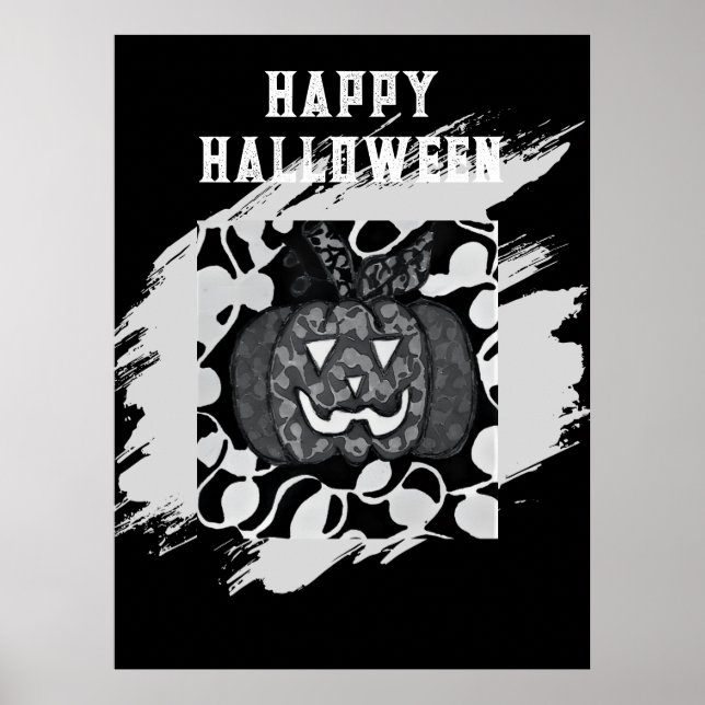 Glad Halloween-affisch med pumpadesign Poster (Framsidan)