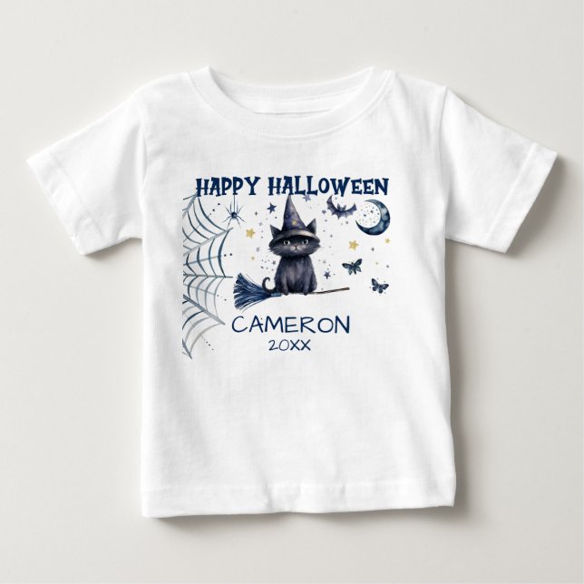 Glad Halloween Akvarell Katt - Baby T-Shirt (Framsida)