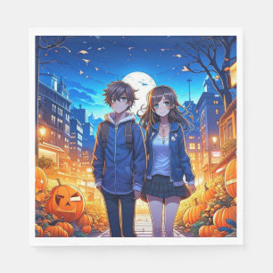 Glad Halloween Anime-par håller hand Pappersservett