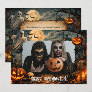 🎃 Glad Halloween Anpassad fotokort Inbjudningar