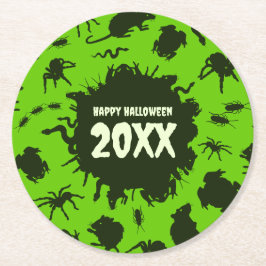 Glad Halloween Anpassad text Mörka kryp Underlägg Papper Rund