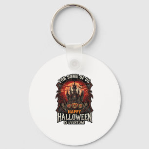 Glad Halloween Är Varje Dag Spök Slott Pumpa Nyckelring