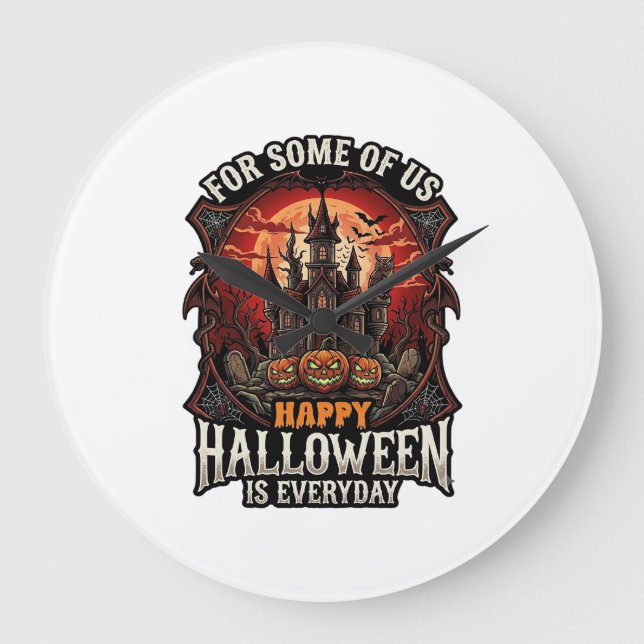Glad Halloween Är Varje Dag Spök Slott Pumpa Stor Klocka (Framsida)