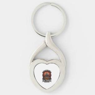 Glad Halloween Är Varje Dag Spök Slott Pumpa Twisted Heart Silverfärgad Nyckelring