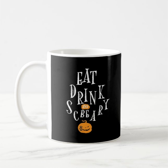 Glad Halloween Ät Drick Och Var Skräckinjagande Tr Kaffemugg (Vänster)