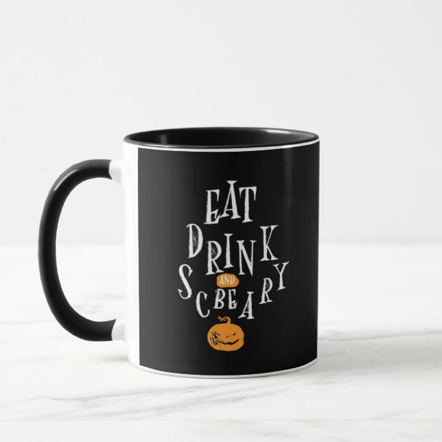 Glad Halloween Ät Drick Och Var Skräckinjagande Tr Mugg (Vänster)