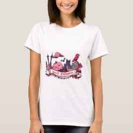 Glad Halloween-banner med slott, pumpa, svart T Shirt