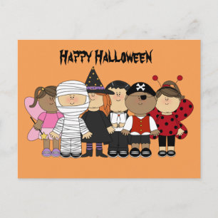 Glad Halloween barn Vykort